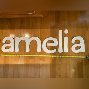 Custom made wooden Amelia letters